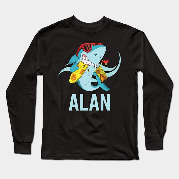 Funny Shark - Alan Name Long Sleeve T-Shirt by songuk